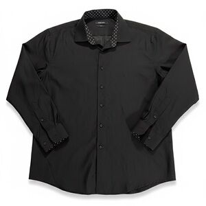 Nine West Slim Fit Black Mens Button-Down Shirt